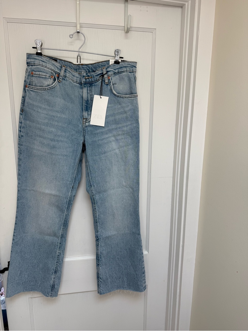 Zara Light Blue Flared Wide-Leg Jeans